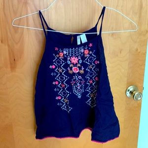 Dark blue flower tank top